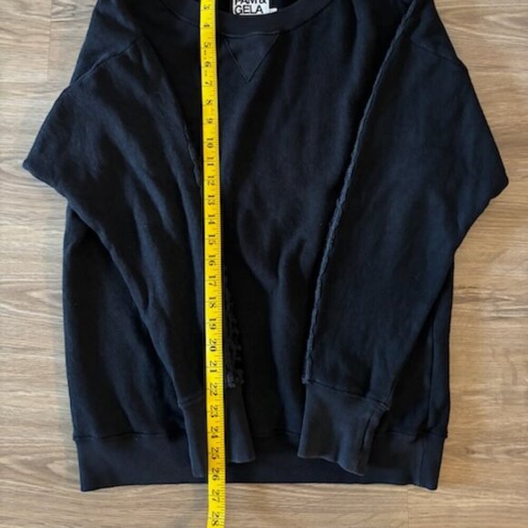 Pam & Gela Womens Sweater Sweatshirt Size Small Black Crochet Grunge Dark Goth - Picture 6 of 15